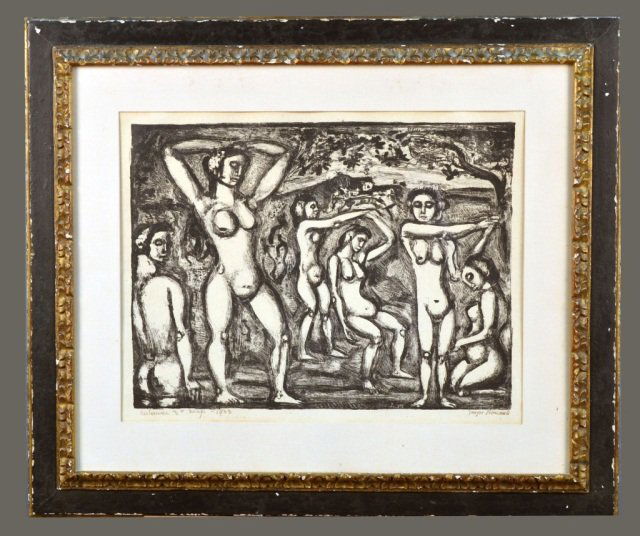 Georges Rouault (French, 1871-1958): Automne (Chapon 364). Lithograph, 1933. Signed, titled, dated and inscribed "3e tirage" in ink (l.l.). Image size 17 1/4 x 22 3/4 inches. Framed.