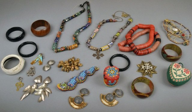 Miscellaneous Group of Jewelry: Comprising bead necklaces and bangle bracelets.