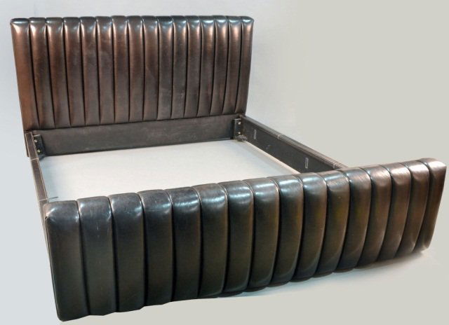 Ralph Lauren Black Leather Bed: King size. Headboard, 6 feet 10 inches x 46 inches.