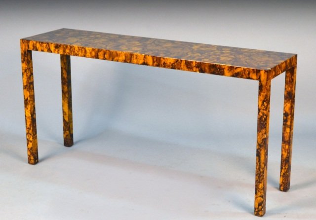 Faux Painted Parson's Table: Rectangular top on square legs. Height 28 inches, width 55 1/2 inches, depth 15 inches.