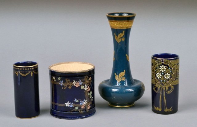 Miscellaneous Group of Vases: Including porcelain and faience examples. Tallest, height 8 1/4 inches.