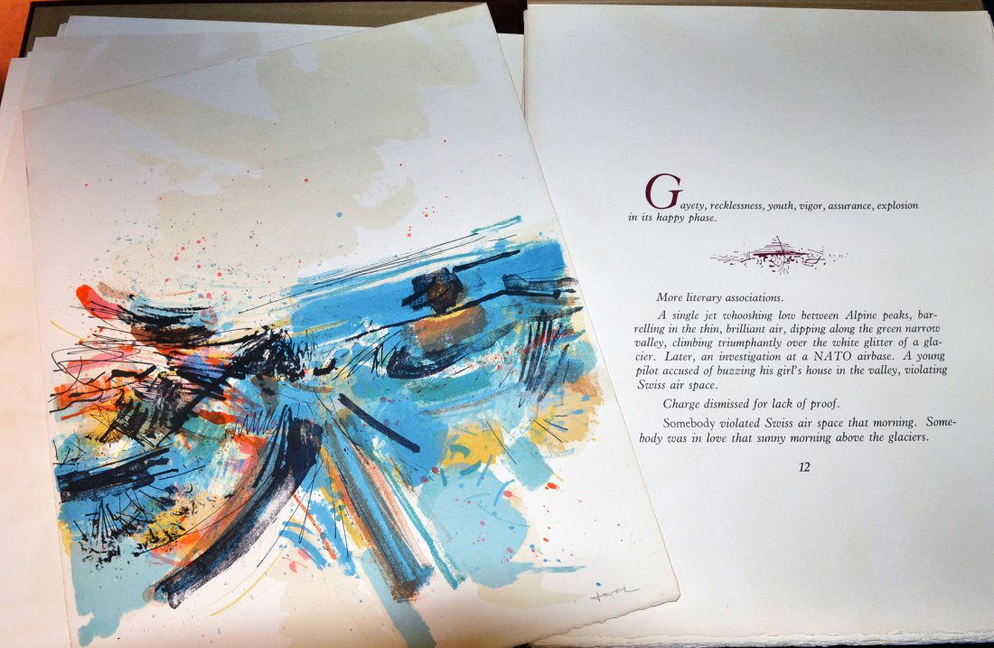 John Harrison Levee (American, b. 1924): A Preface and Four Seasons. Multiple Lithographs, 1959, text by Irwin Shaw. Portfolio signed with note (interior flap), lithographs numbered 11/20 (l.l.) and signed (l.r.). Sheet size 18 3/4 x 15 inch