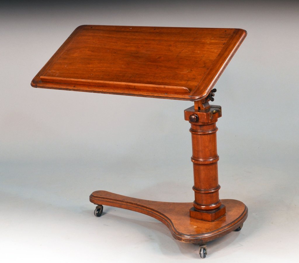 George III Style Mahogany Reading Stand: Adjustable height, width 32 inches, depth 16 inches.