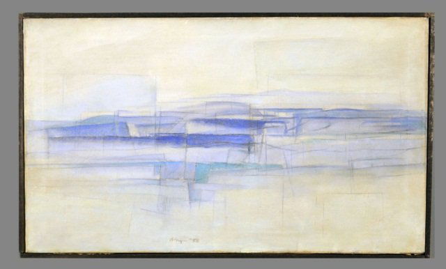 Cleve Gray (American, 1918-2004): Blue Hills Arizona. Acrylic on canvas, 1958. Signed and dated (l.c.). Canvas size 20 x 34 inches. Framed.