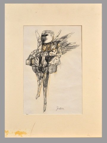 Jacob Landau (American, 1917-2001): Study for Compartmented Man. Chalk on paper. Signed (l.r.). Sheet size 15 3/4 x 9 3/4 inches. Matted. Provenance: Property from the Estate of Irwin Hersey.