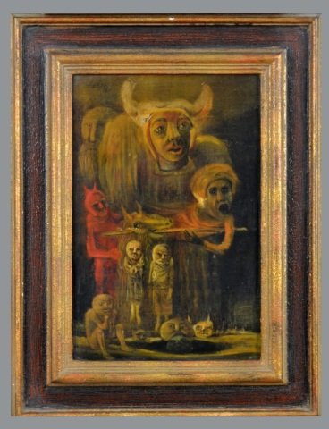 Manuel Ayaso (Spanish, b. 1934-): Fallas De Valencia. Oil on canvas, 1962. Signed and dated (u.l.). Canvas size 12 x 8 inches. Framed. Provenance: Cober Gallery, New York, NY. Estate of Irwin Hersey.