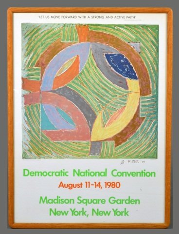 Frank Stella (American, b. 1936): Poster for the 1980 Democratic National Convention, August 11-14, 1980, depicting Polar Co-ordinate for Ronnie Peterson IV. Color offset print. Signed, dated and numbered 13/250 in ink (l.r.). Sight s