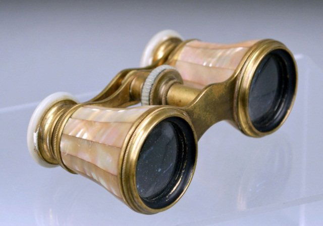 French Mother of Pearl Opera Glasses: Length 4 inches.