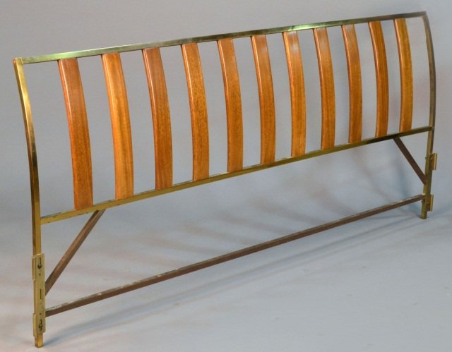 Harvey Probber (American, 1922-2003) Headboard: Circa 1955, mahogany and brass, king size. Height 36 inches, width 6 feet 8 inches.
