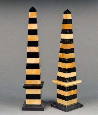 Pair of Specimen Obelisks: Height 16 1/2 inches.
