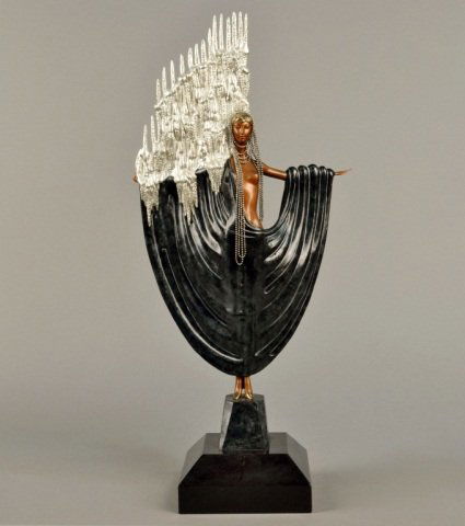 After Romain (Erte) de Tirtoff (Russian,1892-1990): Artic Sea. Bronze. Stamped 5/375, Chalke & Vermilion and SevenArts, 1988. Height 25 1/2 inches, with base 28 3/4 inches. Marble base.
