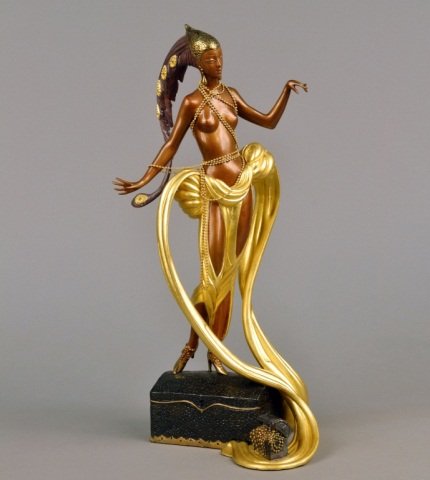 After Romain (Erte) de Tirtoff (Russian,1892-1990): Pleasures of the Courtesan. Bronze. Stamped 5/375, Chalke & Vermilion and SevenArts, 1988. Height 19 inches.