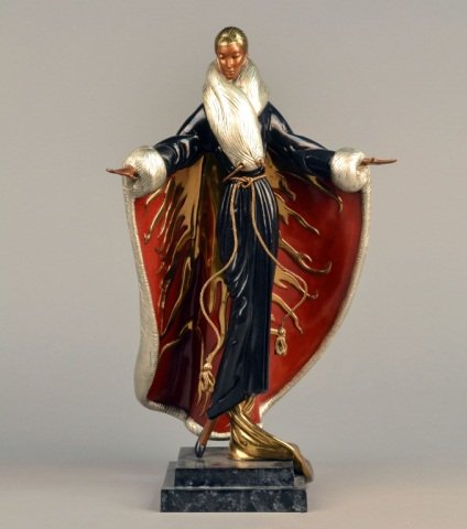 After Romain (Erte) de Tirtoff (Russian,1892-1990): Faubourg St. Honore. Bronze. Stamped 5/375, Chalke & Vermilion and SevenArts, 1990. Height 20 inches.
