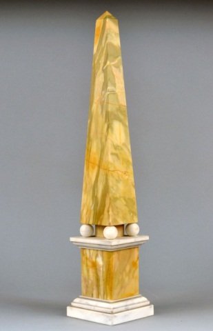 Marble Obelisk: Height 22 inches.