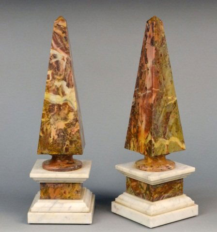 Pair of Marble Obelisks: Height 15 inches.