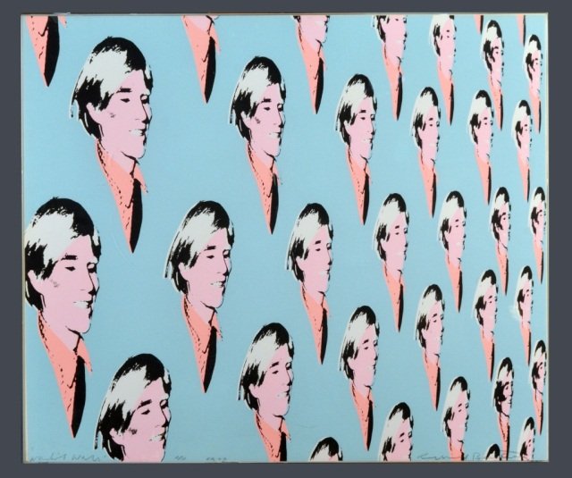 Richard Bernstein (American, 1939-2002): Andy Warhol. Lithograph on paper, 1973. Signed (l.r.), titled (l.l.), numbered A.E./12 (l.c.), dated (l.c.). Sight size 28 x 32 3/4 inches. Framed.