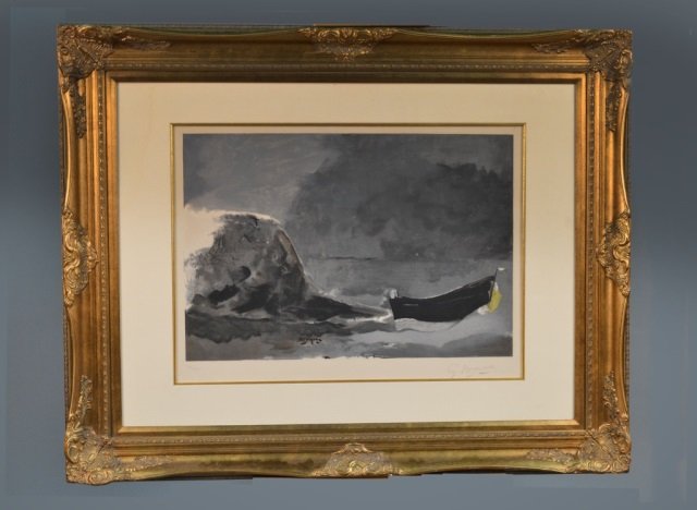 Georges Braque (French, 1882-1963): Marine Noir (Vallier Anhang p. 296; Maeght Éditeur 1044). Color Lithograph, on wove paper by Rives, released by Maeght, Paris. Signed in pencil (l.r.), numbered 203/400 (l.l.). Image size 19 1/2 x 28