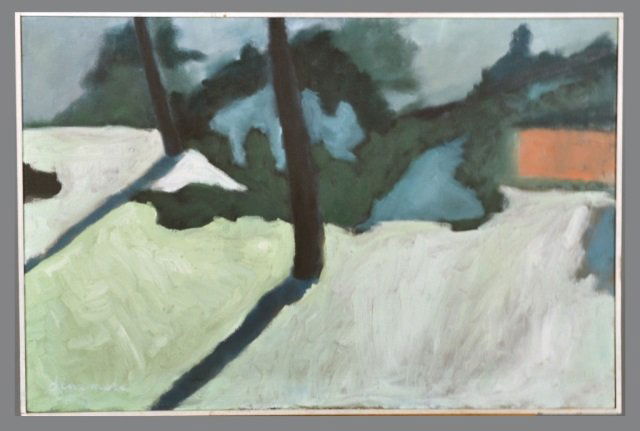 Stephen Dinsmore (American, b. 1952): Somewhere. Oil on canvas, 1986. Signed, dated and titled (verso). Canvas size 20 x 30 inches. Framed.