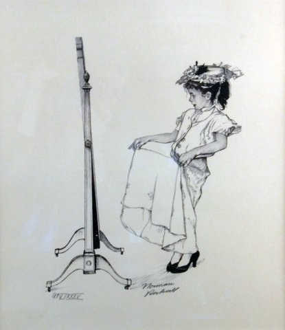 Norman Rockwell (American, 1894-1978): Dressing Up. Lithograph, 1973. Signed in pencil (l.r.), numbered AP V/XXXV (l.l.). Sight size 19 1/2 x 17 inches. Matted and framed.