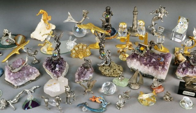 Miscellaneous Group of Collector Figures: Various styles and subjects, some with mineral bases. Provenance: Estate of Leo Barrile, Leo's Antiques in Bensonhurst NY