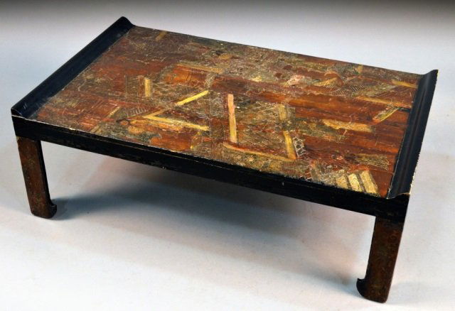Chinese Lacquered Coffee Table: 19th century. Height 13 inches, width 39 inches, depth 24 inches.