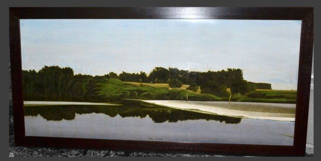 Clay Wagstaff (American, b. 1964): River No. 2. Oil on panel, 2006. Signed (l.c.). Panel size 36 x 80 inches. Framed.