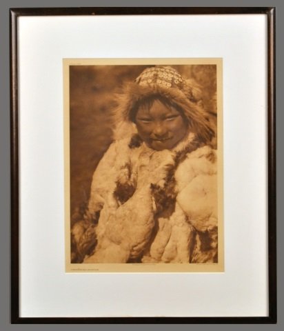 Edward Sheriff Curtis (American, 1868-1952): Uyowutcha - Nuniwak. Vintage Photogravure, original image circa 1928, printed by John Andrew & Son and Suffolk Engraving Co. Credited (l.c.), copyrighted (l.r.), titled (l.l.), plate # 696 (u.l.). Ima