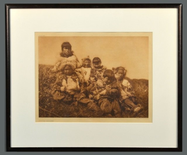 Edward Sheriff Curtis (American, 1868-1952): Nunivak Children. Vintage Photogravure, original image circa 1928, printed by John Andrew & Son and Suffolk Engraving Co. Credited (l.c.), copyrighted (l.r.), titled (l.l.), plate # 688 (u.l.). Image 
