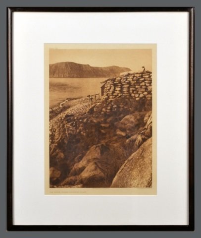 Edward Sheriff Curtis (American, 1868-1952): Boys of Kalak - Nunivak. Vintage Photogravure, original image circa 1928, printed by John Andrew & Son and Suffolk Engraving Co. Credited (l.c.), copyrighted (l.r.), titled (l.l.), plate # 706 (u.l.).