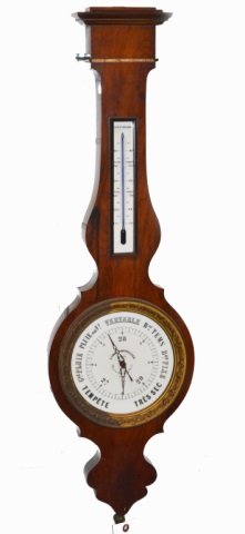 French Banjo Form Barometer: Height 36 1/2 inches.