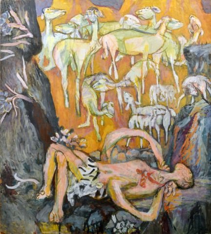 Irving Kriesberg (American, 1919-2009): The Shepard. Oil on board. Sheet size 48 x 42 inches. Unframed. Ex-collection: Robert C. Graham, Sr., ownership by descent.