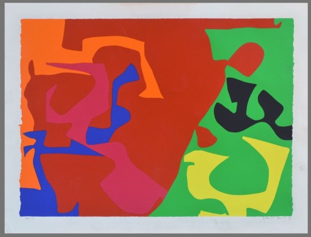 Patrick Heron (British, 1920-1999): Untitled. Color Silkscreen, 1973. Signed and dated (l.r.), numbered 65/72 (l.l.). Image size 23 x 31 1/2 inches. Unframed.