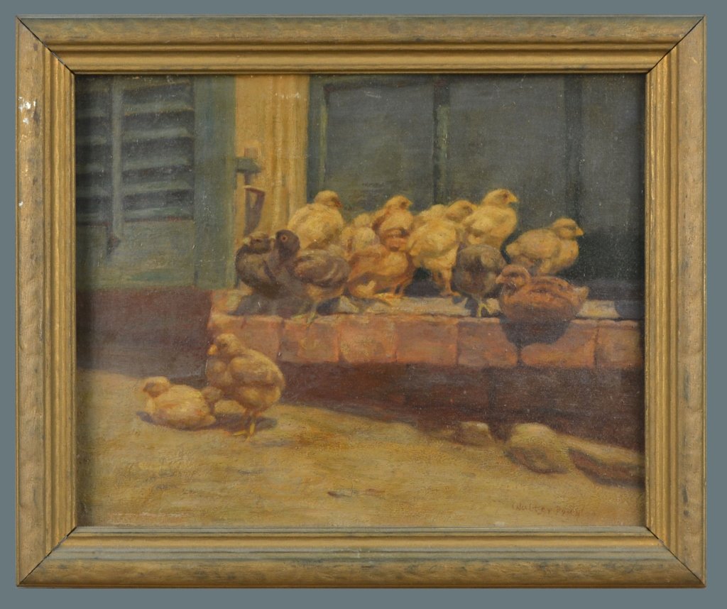 Walter Douglas (American, 1868-1948): The Sun-Bath. Oil on board. Signed (l.r.), titled (verso). Board size 8 x 10 inches. Framed