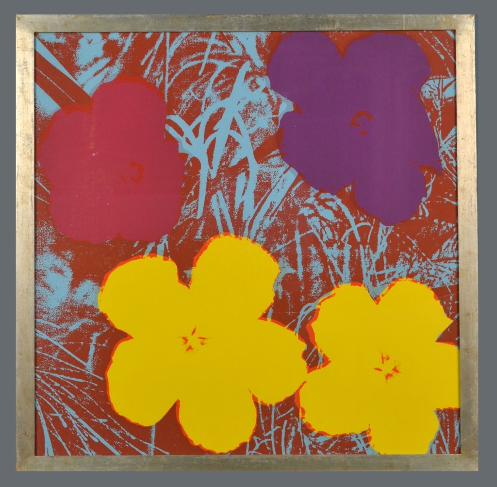 Andy Warhol (American, 1928-1987): Flowers. Lithograph, 1970. Signed and numbered 53/250 (verso). Sheet size 36 x 36 inches. Framed.