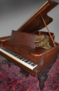 Steinway Mahogany Grand Piano: Circa 1905. Model B, Serial # 115007. Length 7 feet.