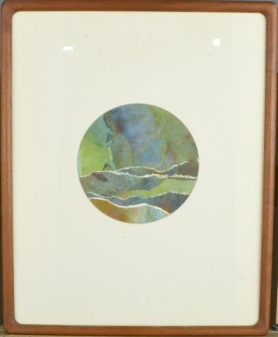 American School (20th Century): Abstract forms. Mixed Media/Collage on paper. Signed "Rosenthal" under mat. Each sight size 20 x 16 inches. Matted and framed.