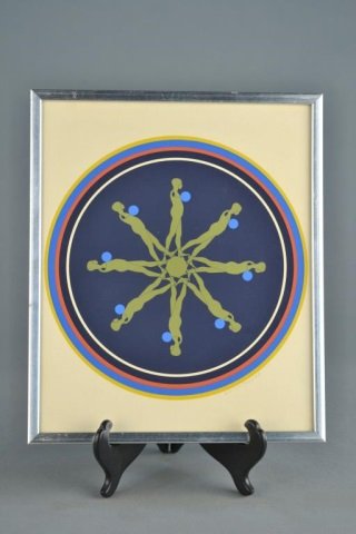Ernest Tino Trova (American, 1927-2009): From the Falling Man Series. Silkscreen on paper, 1968. Signed, dated and numbered 63/150 (l.r.). Sight size 14 1/2 x 12 inches. Framed.