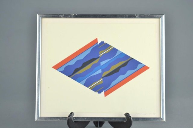Ernest Tino Trova (American, 1927-2009): From the Falling Man Series. Silkscreen on paper, 1968. Signed, dated and numbered 63/150 (l.r.). Sight size 12 x 12 14 1/2 inches. Framed.