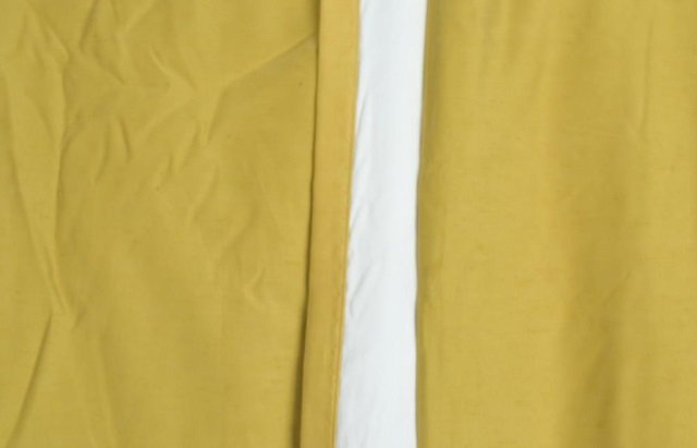 Group of Window Treatments: Six lined panels. Length top to bottom 110 inches, width top 46 inches, width bottom 86 inches.