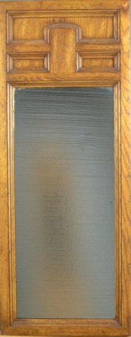 Fruitwood Mirror: Rectangular plate, traditional modern design. Height 51 inches, width 20 inches.