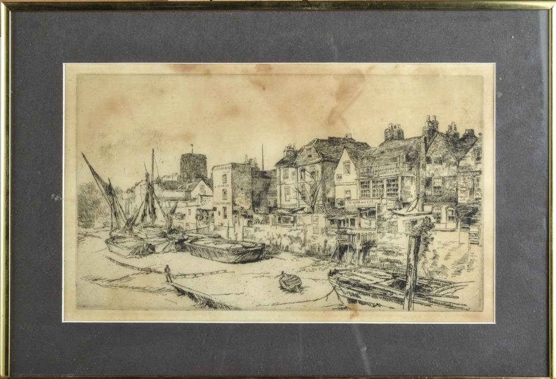 James Abbott McNeill Whistler (Br./Am., 1834-1903): The 'Adam and Eve', Old Chelsea (Kennedy 175.ii; Glasgow 182.iii). Etching and drypoint, 1879. Plate size 6 7/8 x 11 7/8 inches. Matted and framed. Provenance: From a Riverdale Estate