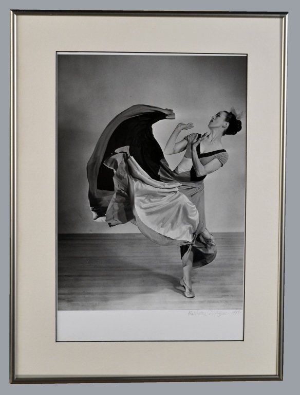 Barbara Morgan (American, 1900-1992) *: Martha Graham. Silver Gelatin print, 1945. Signed and dated (l.r.).Image size 16 1/2 x 11 1/2 inches. Matted and framed. Provenance: Ex Collection of Martha Graham.