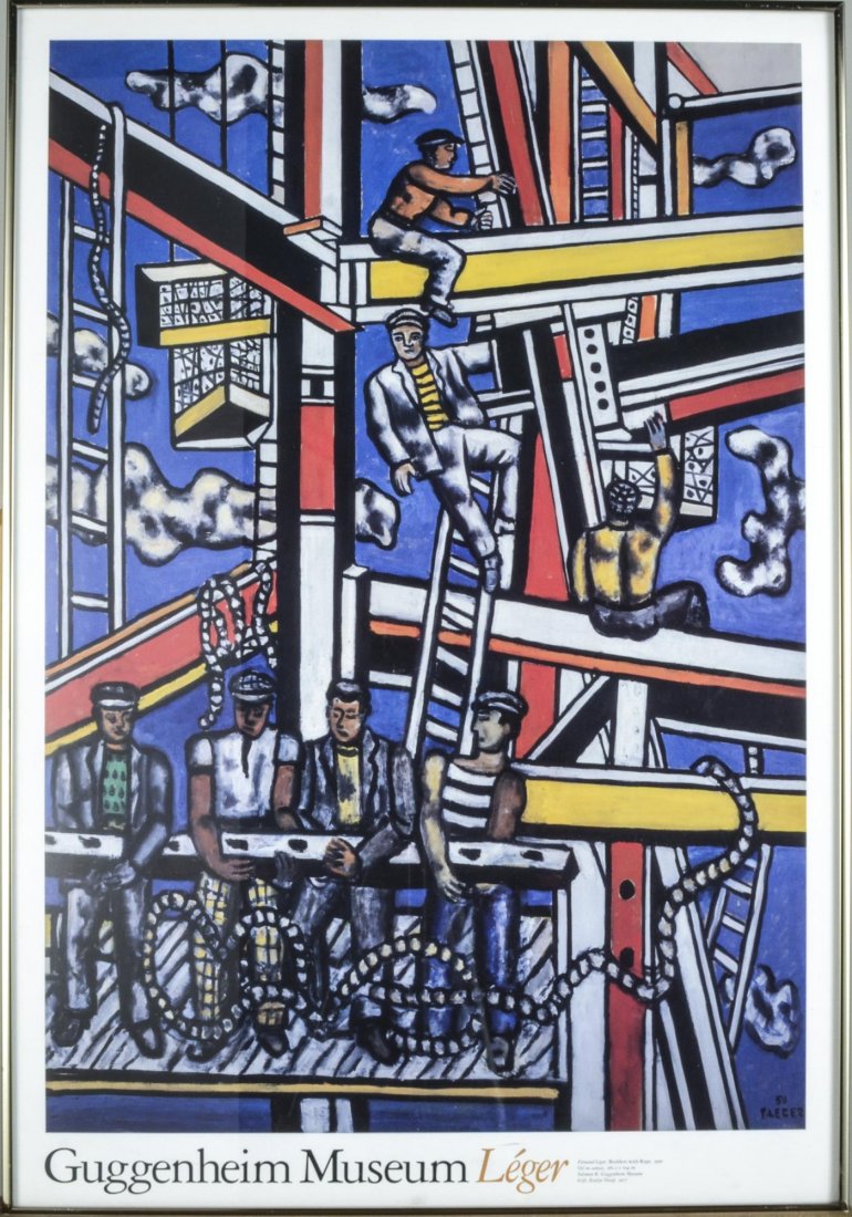 After Fernand Leger (French, 1881-1955): Guggenheim Museum poster, circa 1977. Sight size 29 1/2 x 20 1/4 inches. Framed,