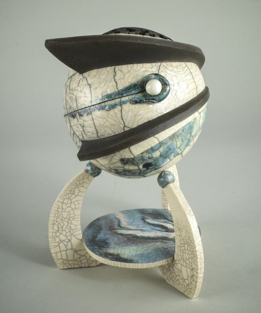 Attributed to Herb Weaver (American, 20th Century): Abstract. Glazed and unglased ceramic, 2004. Signed and dated (on base). Height 13 1/2 inches.
