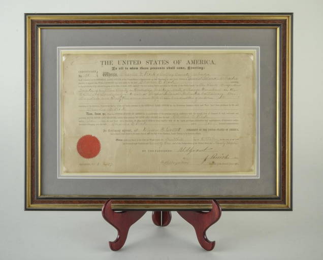 Ulysses Grant Land Grant To Charles Fisk