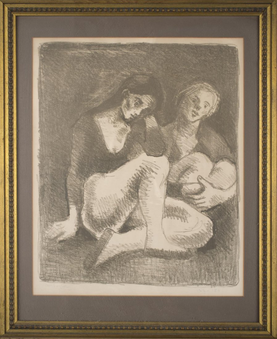 Moses Soyer (American, 1899-1974): Two Dancers. Lithograph on paper. Signed (l.l.), numbered 122/150 (l.r.). Sight size 16 1/4 x 13 1/4 inches. Matted and framed.