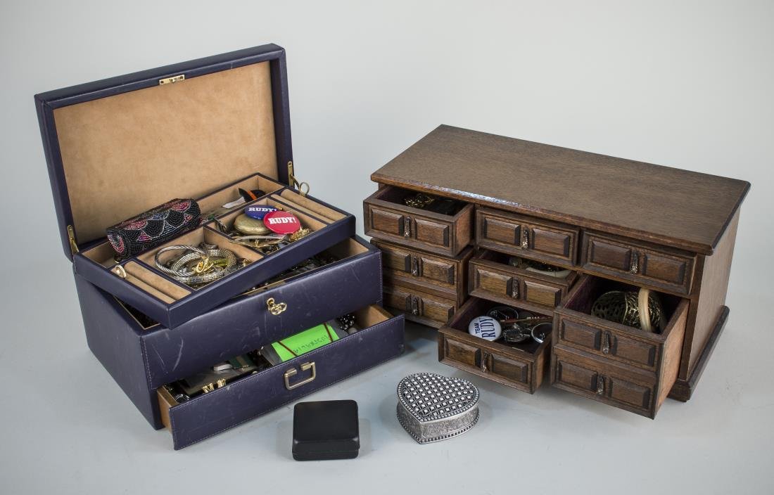 Miscellaneous Group of Costume Jewelry: Various makers including Monet, etc. with two jewelry boxes.