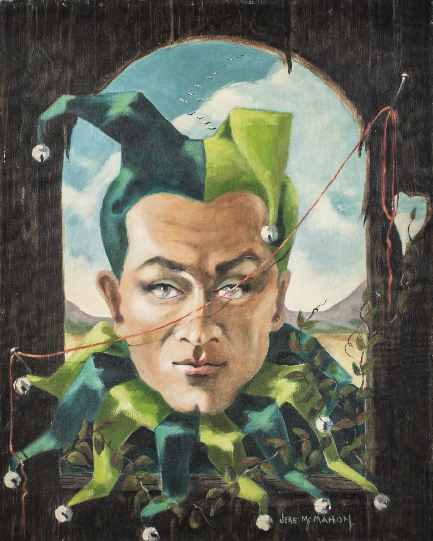 Jere McMahon (American, 20th Century): The Jester. Oil on canvas. Signed (l.r.). Canvas size 20 x 16 inches. Unframed.