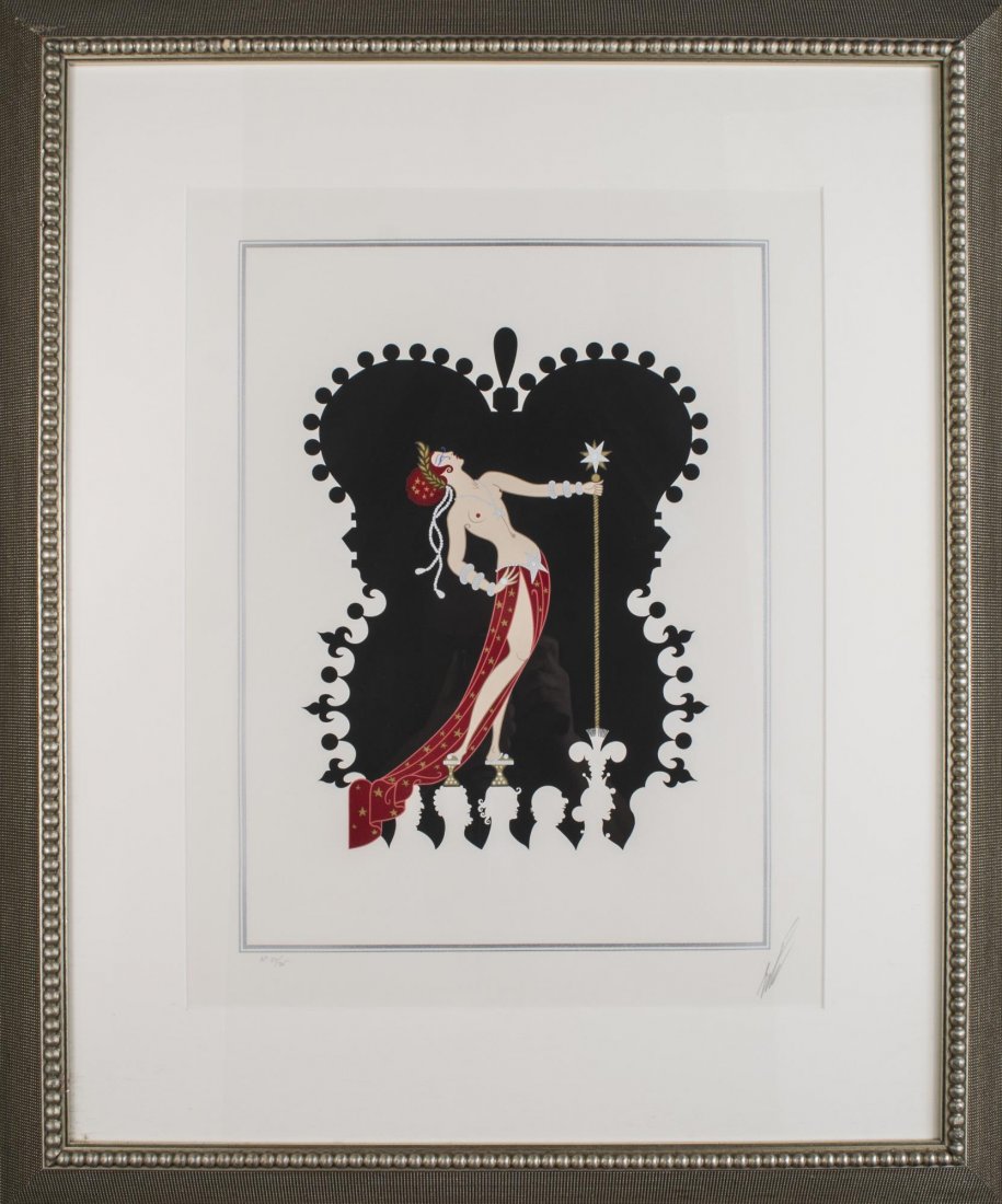 Romain de Tirtoff - Erte (Rus./Fr., 1892-1990): Pride from the Seven Deadly Sins Suite. Serigraph on paper, 1983. Signed (l.r.), numbered AP 34/35 (l.l.). Sight size 22 3/4 x 17 1/2 inches. Matted and framed.