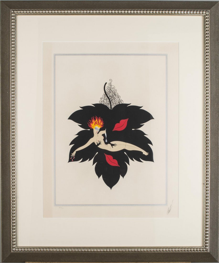Romain de Tirtoff - Erte (Rus./Fr., 1892-1990): Lust from the Seven Deadly Sins Suite. Serigraph on paper, 1983. Signed (l.r.), numbered 35/35 AP (l.l.). Sight size 22 3/4 x 17 1/2 inches. Matted and framed.